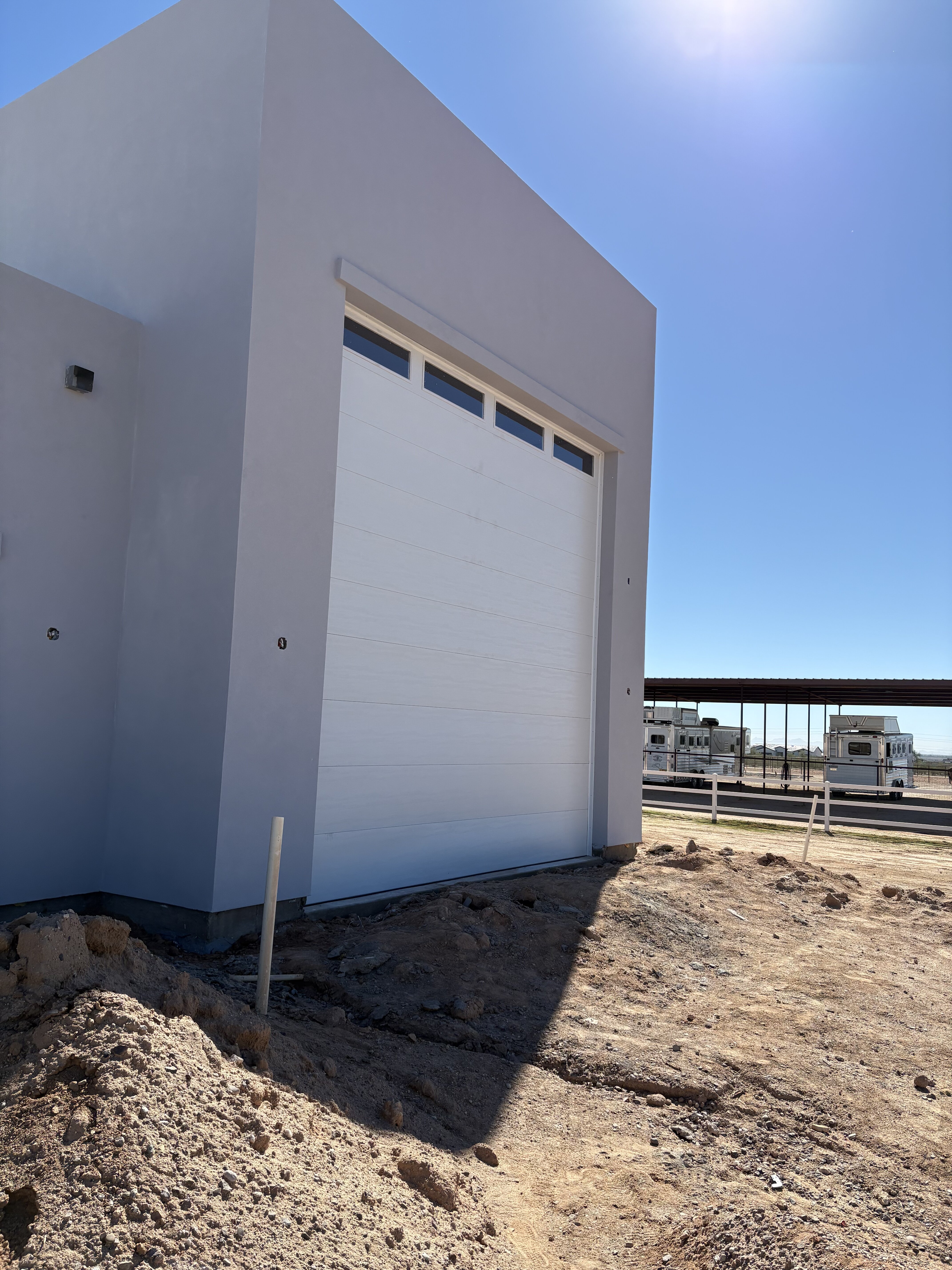 Garage door installation in progress